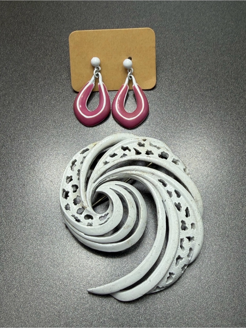 Vintage D’Orlan Enamel brooch and pierced earrings  #cz548